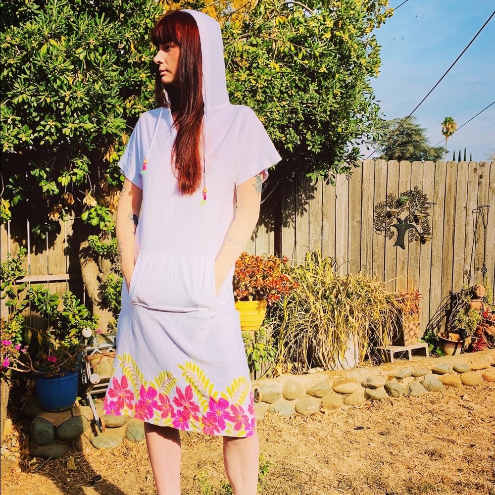 Vintages 70s hooded midi retro hippie gypsy dress